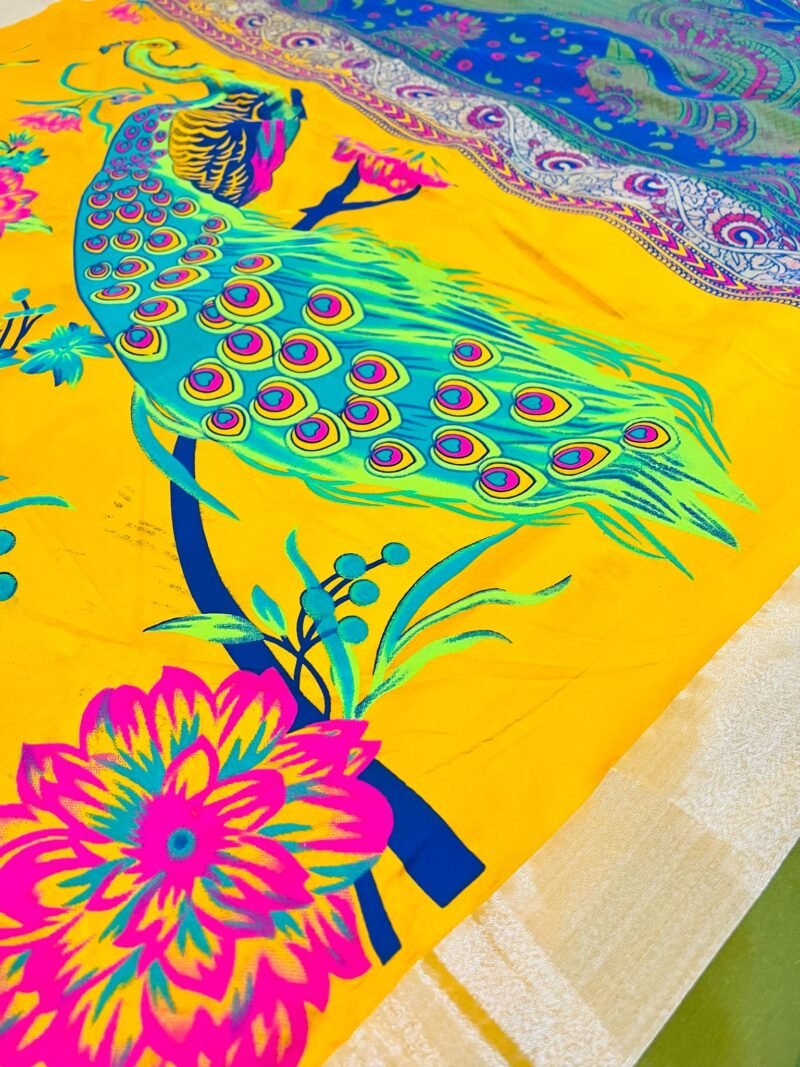 Uppada hand painted silk saree Comes with stitched blouse - Image 2