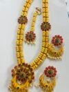 Beautiful kemp stoned Matt finish set with chandball earrings and tikka