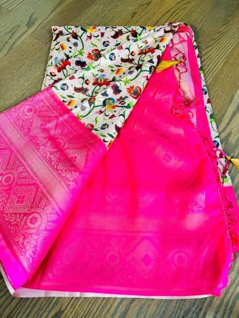 Digital print soft silk sarees with designer blouse