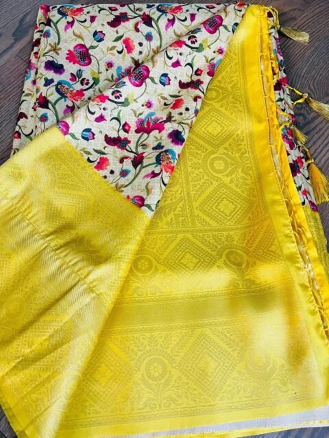 Digital print soft silk sarees with designer blouse